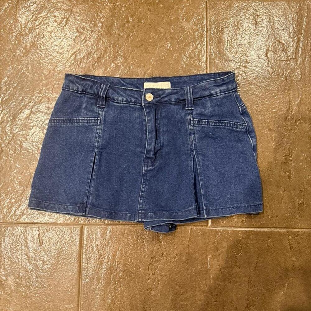 Dark blue denim mini skort